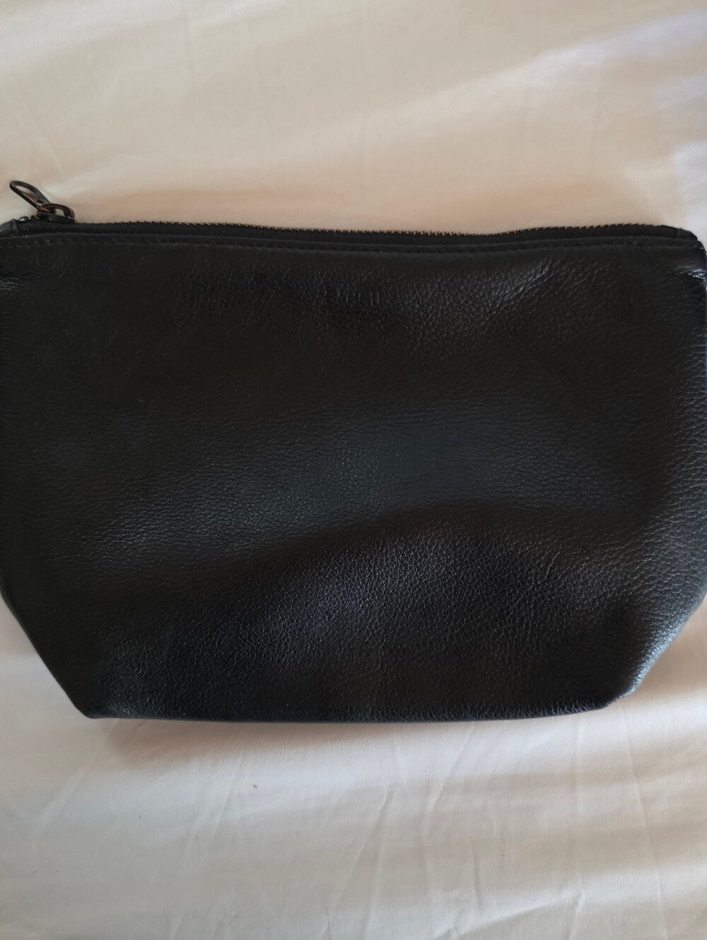 NWOT Black BAGGU Leather Bag Clutch Pouch Bronze Zipper 9.5x7x2.5"
